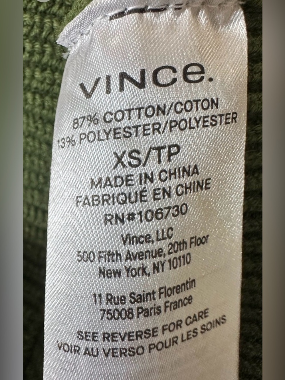 Vince Drop Shoulder V-Neck Pullover Sweater in color Herb or “DarkHerb” NWOT - Picture 6 of 6